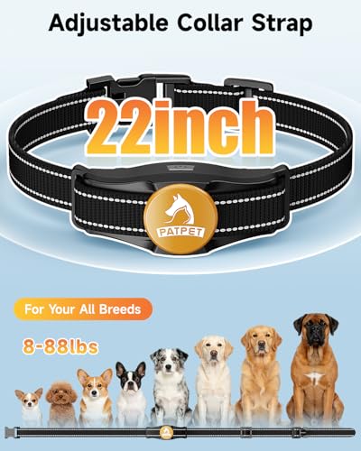 PATPET Dog Shock Collar - Rechargeable Dog Training Collar with Remote for Medium Large Dogs, 3 Training Modes (Beep/Vibration/Shock) IPX7 Waterproof 1000Ft Electric Dog Collar (Black)