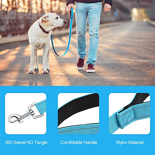 Perthlin 6 Pieces Dog Leash Bulk for Medium and Large Dog, Heavy Duty Nylon Pack Dogs Leashes Padded Handle Double Sided Reflective Puppy Collar for Walking, Training, 5 Feet(Classic)