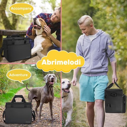 Abrimelodi 6 Set Dog Travel Bag, Large Pet Travel Kit for Supplies Includes 2 Food Containers, 1 Pet Organizer for Dogs, 2 Collapsible Bowls, 1 Treat Pouch, Dog Weekend Overnight Bag Luggage