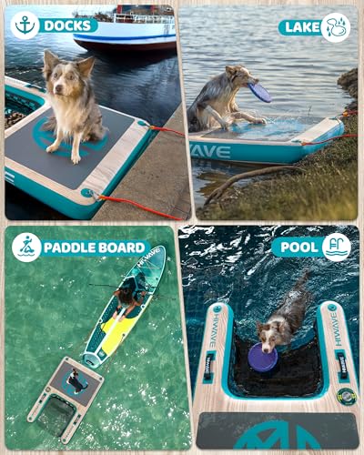 HIWAVE Dog Ramp for Boat, Dog Floats for Pool,Safe Entry and Exit w/High Load Bearing Capacity, Anti Slip and Puncture Resistant, Suitable for Large, Medium, Small Dogs, Without Harming Their Paws