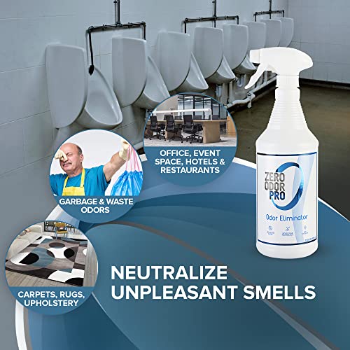 Zero Odor Pro Commercial Strength Odor Eliminator, Room Deodorizer and Air Freshener, Trigger Spray, 32 oz, White/Blue