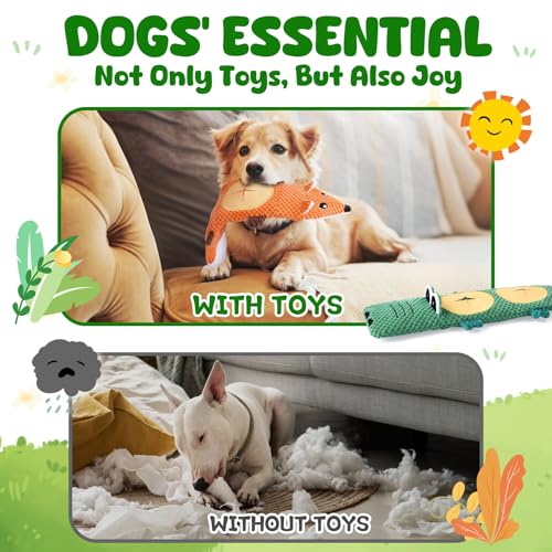XIUGOAL Dog Toys for Aggressive Chewers, 2 Pack No Stuffing Dog Toys for Boredom and Teething, Squeaky Chew Toy for Small, Medium Breed to Keep Them Busy