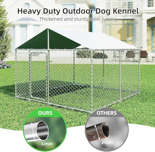 Docagt 7.8'x7.8' Large Outdoor Dog Kennel, Heavy Duty Dog Enclosure with Roof, Weather Resistant Cover and Security Lock(93"x93")
