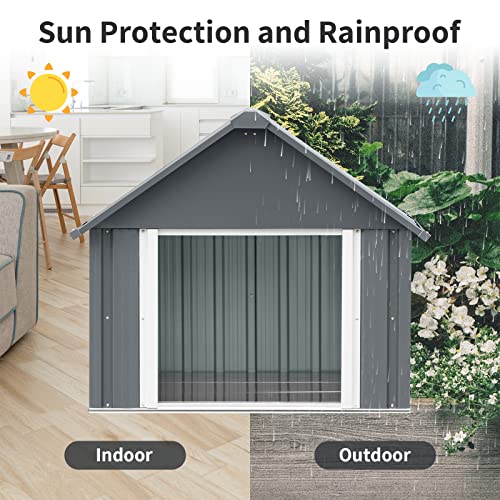 RYPetmia 34 X 38 X 35 Inch Metal Dog House, Indoor Outdoor Doghouse for Medium Large Dogs, Weatherproof Puppy Shelter, Sturdy and Long-Lasting Dog Houses