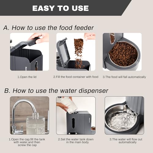Gardner Pet Automatic Gravity Cat Food Feeder and Water Dispenser Stainless Steel Two-in-One Set Large Capacity Dispenser for Pets Dogs, Puppies, Kittens-(0.8 Gallons x 2)