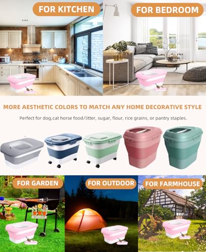DDMOMMY 10-13 Lbs Dog Food Container, Collapsible Pet Food Storage Containers with Airtight Lid, Pet Food Scoop, Dog Food Storage Container Dry Food for Dog, Cat