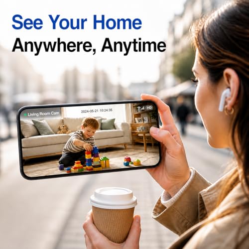 GUOANVISION Baby Monitor with Camera and Audio, 3MP Baby Camera for Room, 355° Pan Tilt, Smart Motion Tracking, 3X Zoom, Color Night Vision, Two-Way Talk, 5G/2.4G WiFi, SD/Cloud