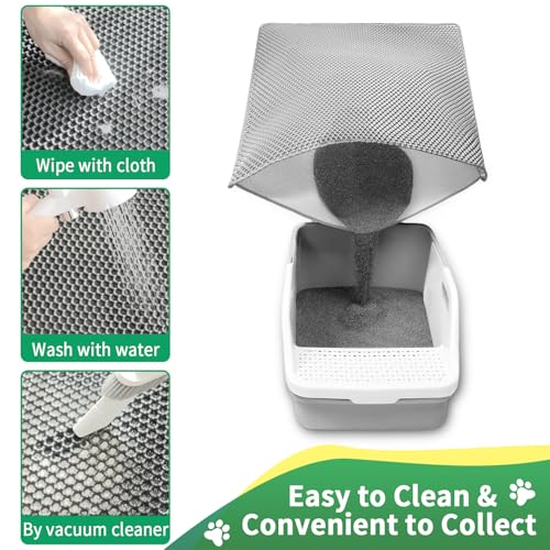 GRELY Cat Litter Mat,XL47''X 28'' Extra Large Litter Trapping Mat,Kitty Litter Box Mat,Double Layer Cats Rug for Pet, Litterbox Mats for Floor,Waterproof Urine Proof,Non-Slip