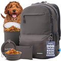 Dog Travel Bag for Supplies - Complete Dog Diaper Bag Backpack with 2 BPA-Free Travel Bowls, Treat Pouch, Food Container, Placemat & Laptop Sleeve – for Traveling, Road Trips, Hiking: Dk Grey