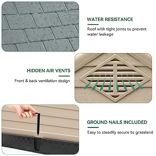 YITAHOME 41'' Large Dog House, Weather Resistant Doghouse for Outdoors Indoors w/Easy Assembly Dog Kennel, Air Vents and Elevated Floor (41''L*38''W*39''H, Gray+Brown)