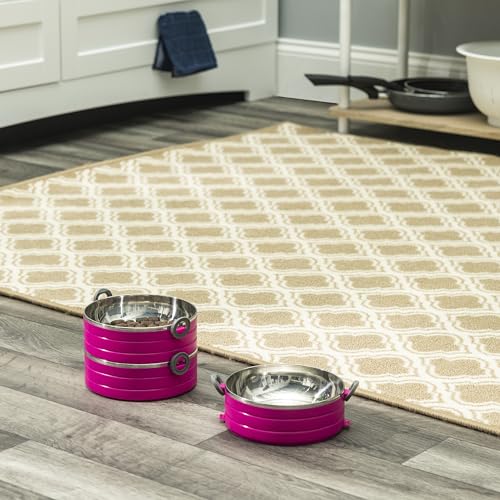 Healthy Human Travel Pet Bento Bowls - Leak Proof, Human-Grade Stainless Steel & BPA-Free, 3-Pack Water & Food Container Set, Clips & Handle (Pink)