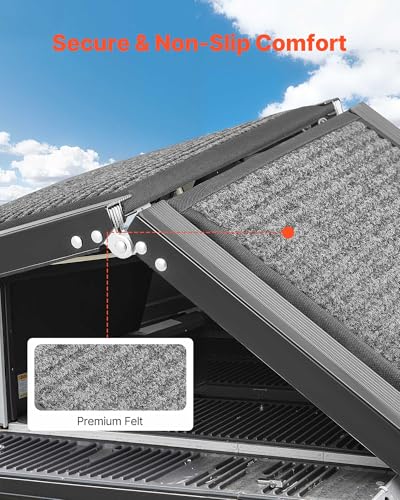 VEVOR Dog Ramp for Cars, 63" L x 17" W, Folding Pet Ramps for Medium & Large Dogs up to 250lbs, Pet Stair Ramp with Non-Slip Felt Rug Surface, Portable Outdoor Dog Car Ramps for SUV & Truck