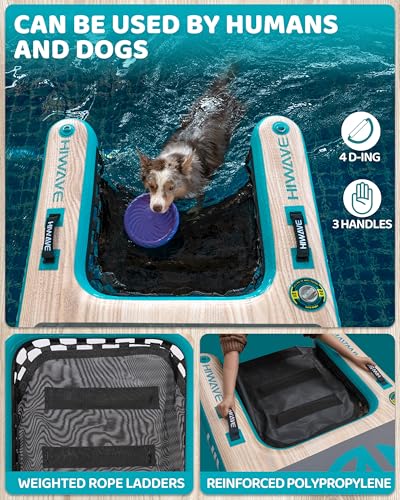HIWAVE Dog Ramp for Boat, Dog Floats for Pool,Safe Entry and Exit w/High Load Bearing Capacity, Anti Slip and Puncture Resistant, Suitable for Large, Medium, Small Dogs, Without Harming Their Paws