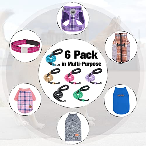 BEAUTYZOO Heavy Duty Rope Dog Leash 6 Pack, 6FT Nylon Pet Leash with Reflective Thread, Soft Padded Handle Thick Lead Leash for Large Medium Dogs Small Puppy,3/8inch X 5 FT (18~120 lbs)