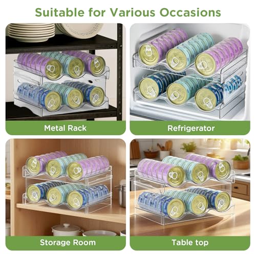 REFLYING Cat Food Can Organizer, Can Organizer for Pantry, Transparent Cat Food Storage Container Holds 36 (3.5oz) Cans, Canned Food Organizer and Storage for Countertop Kitchen Cabinet (2 Layers)