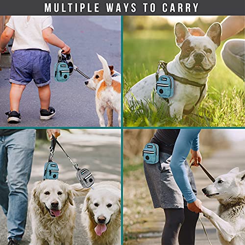 PetAmi Dog Poop Bag Holder For Leash, Dog Pet Waste Bag Dispenser For Poop With Clip For Doggie Puppy Walking Accessories Travel Camping, Dog Treat Pouch Supplies, Blue