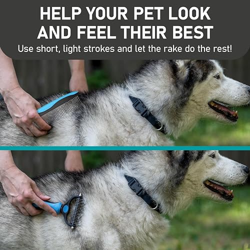 Maxpower Planet Pet Grooming Rake and Dematting Comb for Dogs - Dog Grooming Supplies, Undercoat Rake for Dogs, Cats - Extra-Wide Deshedding Dog Brush, Deshedder Comb for Long Hair - Reduce Shedding