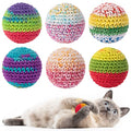 Retro Shaw 6 Pack Cat Toys Balls with Bell Inside, Handmade Crochet Soft Woolen Yarn Interactive Toys for Indoor Kittens Cats, Lightweight Chew Balls for Chase and Bat