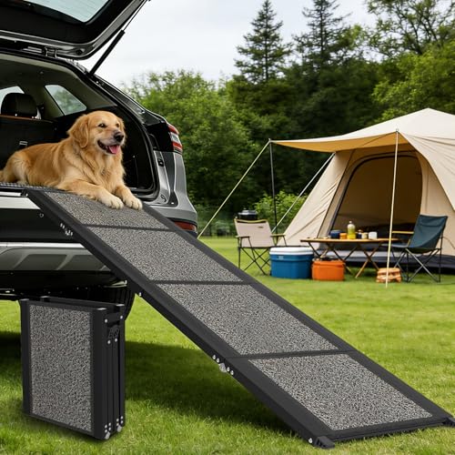 Dog Ramp for Car 63" x 17", Folding Pet Ramp for Large Dogs with Non-Slip Rug Surface, Portable Dog Car Ramp for SUV Car & Truck