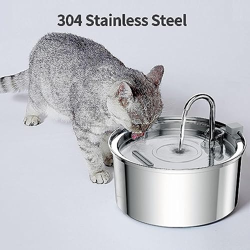 Cat Water Fountain Stainless Steel - 108oz/3.2L Large Capacity Cat Fountain for Drinking, Ultra Quiet Metal Pet Water Fountain for Cats, Small Dogs, Multiple Pets