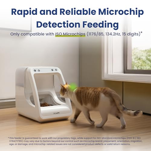 PawsPik Automatic Microchip RFID Cat Feeder,16-Cup, ISO Microchip & PawsPik RFID Tag Compatible, App Control, Portion Control