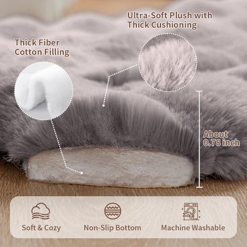 SOMAHE Cat Bed Mat, Soft Plush Faux Fur Kneading Pet Bed, Machine Washable Cat Sleeping Pad for Indoor Cats & Kittens, Non-Slip Fluffy Cat Rug for Couch Sofa Floor, 23x15 Inch Grey