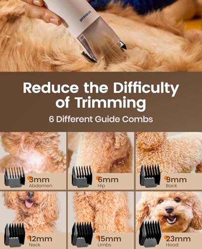 oneisall Dog Grooming Vacuum - 15000Pa Suction, Captures 99% Pet Hair to Reduce Shedding, Dog Grooming Clippers & Quiet Brush (≤59dB) with 4 Accessories, 2L Dust Canister for Home Cleaning