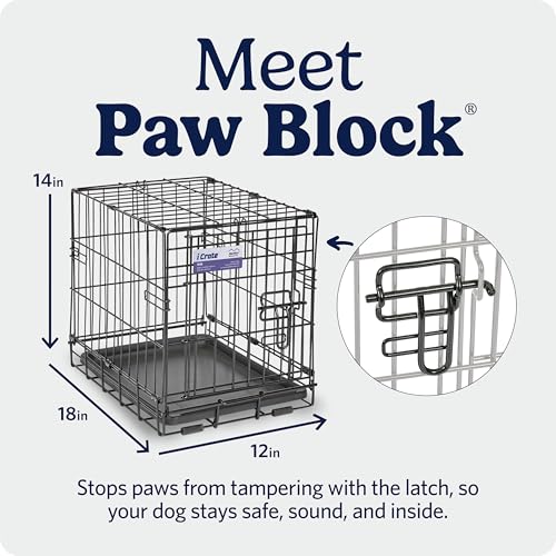 MidWest Homes for Pets 18-Inch iCrate for Tiny Breeds, Up to 10 lbs, Single Door Folding Dog Crate with Divider Panel, Leak-Proof Tray & Secure Latch, Portable, Durable & Easy to Assemble