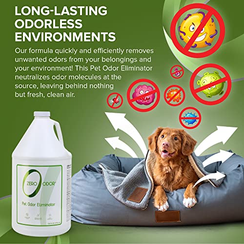 Zero Odor Pet Odor Eliminator, Air and Surface Odor Remover for Carpet, Furniture, and Pet Beds, Refill, 128 oz