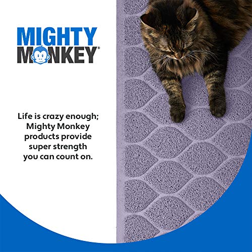 MIGHTY MONKEY Waterproof BPA Free Cat Litter Box Trapping Mat, Easy Clean Floors, Textured Backing, Soft on Sensitive Kitty Paws, Cats Accessories, Less Waste, Stays in Place, 24x17, Purple