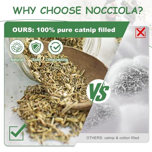 Nocciola 3 Pack Catnip Toys for Cats, Funny Cat Toys Filled with 100% Pure Organic Catnip, Safe Kitten Teething Chew and Kicker Toys, Stress Relieving Fun for Indoor Cats