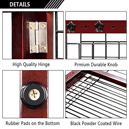 Bonnlo Free Standing Dog Gate, 37" - 68" Wide Pet Gate for Fireplace Stairs Doorways, Wooden Adjustable Pet Fence Indoor, Christmas Tree Gate (Cherry)