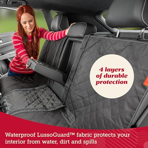 Lusso Gear Car Seat Cover & Protector for Dogs - Non-Slip Waterproof Seat Covers for Trucks & Cars - Universal Fit Dog Backseat Protector - Machine-Washable Pet Travel Accessories - Gray, Large