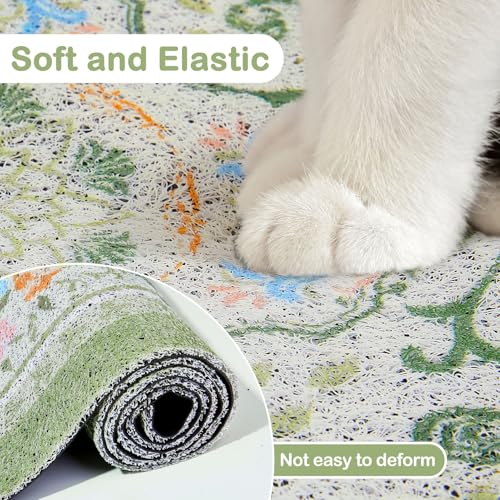 Glittme Cat Litter Mat with Non-Slip Bottom Litter Box Mat 33"X22" Litter Trapping Mat Easy to Clean Washable Cat Food Mat for Kitty,L