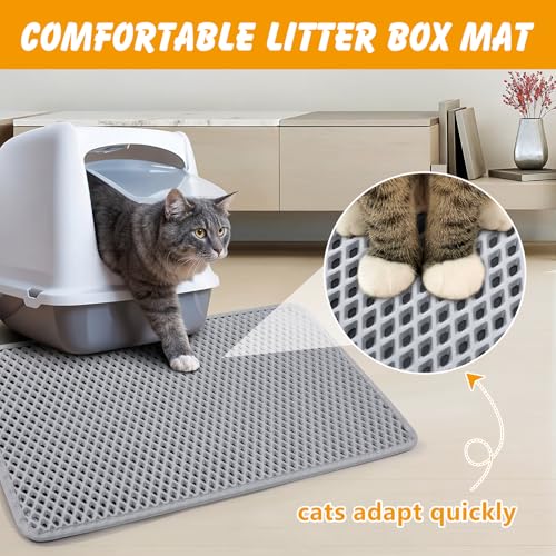 Double Layer Cat Litter Mat, 24x15 Inch Waterproof Litters Box Mat, Non-Slip Cat Mat for Litter Box