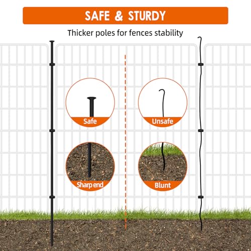 15 Panels No Dig Fence with Gate, 32 in(H) X 36 ft(L) Garden Decorative Fence Animal Barrier for Dogs, Rustproof Metal Garden Edging Border for Outdoor, Yard, Patio, Black