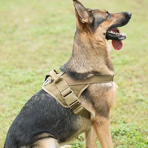 EXCELLENT ELITE SPANKER Tactical Dog Harness Military Patrol Harness No-Pull Service Dog Vest Military Dog Vest Adjustable Training Working Dog Vest with Handle for Medium Large Dogs(MCP-L)