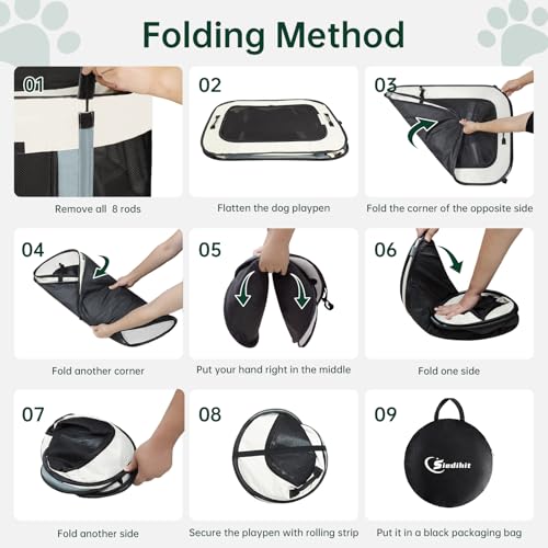 Dog Playpen,Cat Pet Puppy Pen,Portable Playpens for Dogs Indoor Outdoor Travel Camping Use,Foldable Dog Kennel Tent Crate for Rabbit Small Animals with Carrying Case (Grey, Small)