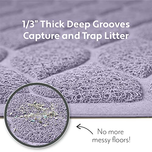 MIGHTY MONKEY Waterproof BPA Free Cat Litter Box Trapping Mat, Easy Clean Floors, Textured Backing, Soft on Sensitive Kitty Paws, Cats Accessories, Less Waste, Stays in Place, 24x17, Purple