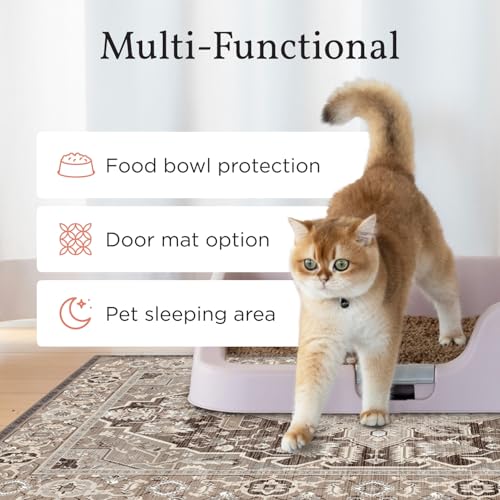 Lovewag Pets Cat Litter Mat 2 Pack - Large 36x48 Machine Washable Easy Clean Non-Slip Waterproof Trapping Mats for Cats - (Marmalade Sunshine)