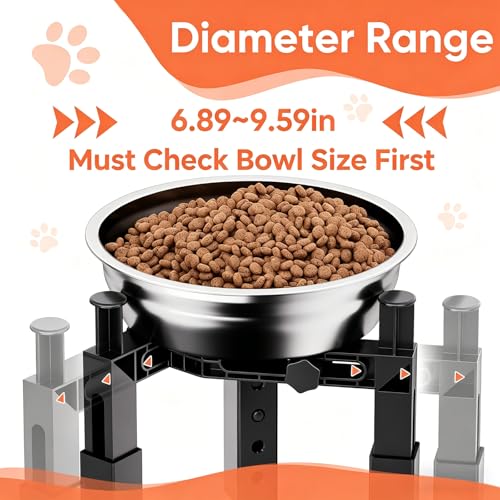 XIAZ Dog Bowl Stand Elevated Food Water Bowl Holder for Large Medium Small Sized Dog, Heights&Width Adjustable, Non-Slip, Durable, Elevated Feeding Bowl Stand for All Dogs Bowls (Stand Only)