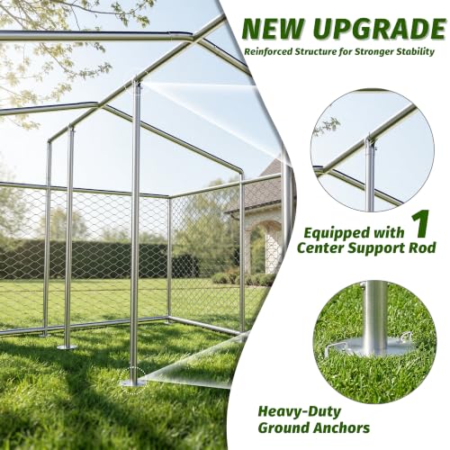 10x10FT Dog Kennel Outdoor Outside, Heavy Duty Metal Dog Enclosure with Waterproof Oxford Roof & Security Lock,Panels for Large Dogs & Small Animals, Backyard Pet Playpen
