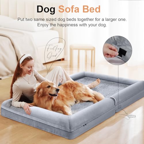 Large Dog Bed Orthopedic Washable: Beds Bolster XL Bed Large Big Dogs Memory Foam Couch Sofa Waterproof with Removable Cover