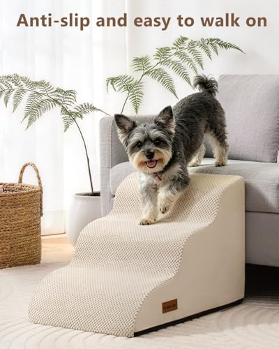 Aodisman Dog Stairs for Small Dogs,3 Step Dog Ramp for Couch and Bed,Pet Stairs with Non-Slip Bottom for Old Cats,Indoor Pet Steps,Comfort,Durable,15.4" H