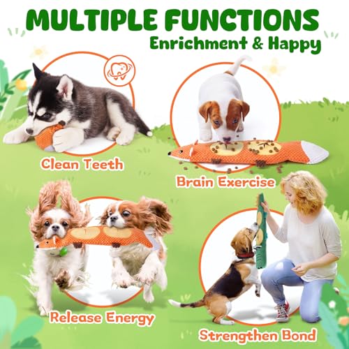 XIUGOAL Dog Toys for Aggressive Chewers, 2 Pack No Stuffing Dog Toys for Boredom and Teething, Squeaky Chew Toy for Small, Medium Breed to Keep Them Busy