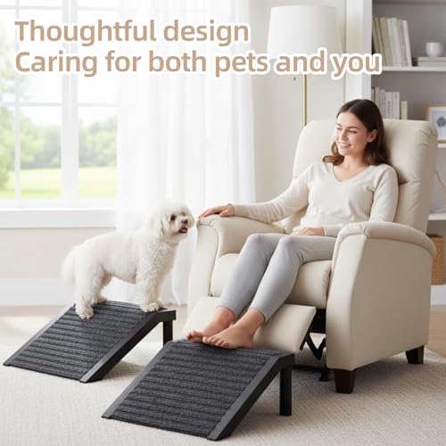 Dog Ramp for Stairs – Non-Slip Pet Steps with Locked-in Carpet & Iron Frame, Helps Senior Dogs & Small Breeds Climb Safely (2-Pack)