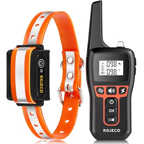ROJECO Dog Training Collar with 3300FT Remote,IPX7 Waterproof Rechargeable Shock Collar for Large Medium Small Dogs,3 Safe Training Modes with Beep,Vibration and Shock,Adjustable Electronic Dog Collar