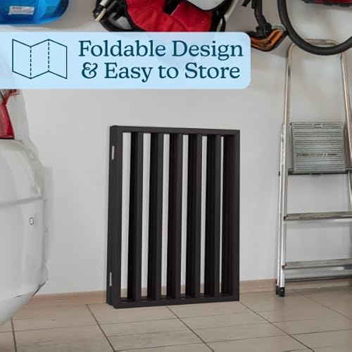 Pet Gate - 4-Panel Indoor Foldable Dog Fence for Stairs, Hallways, or Doorways - 72x24-Inch Wood Freestanding Dog Gates by PETMAKER (Black)