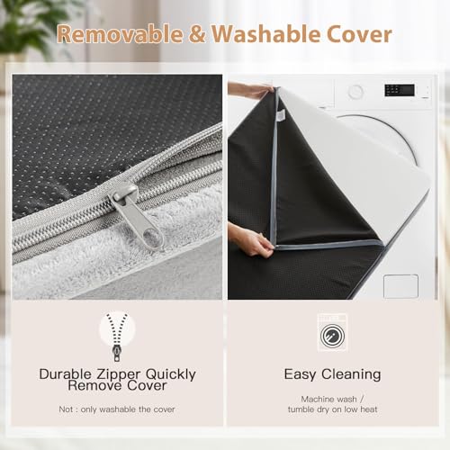 WNPETHOME Orthopedic Waterproof Extra Large Dogs Bed with Removable Washable Cover, Multi-Needle Quilting XL Crate Bed for Large Sized Dog, Light Grey