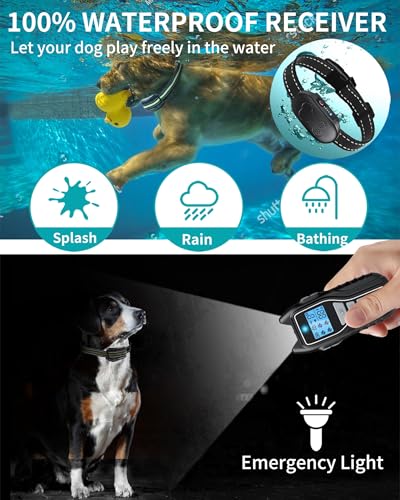 Asrcs Shock Collar for Dogs 2 Dogs (15-120lbs) 2000FT Dog Shock Collar with Remote Control Waterproof Dog Training Collar with Remote 4 Safe Modes Rechargeable Lock Flash Light for All Breeds - Black